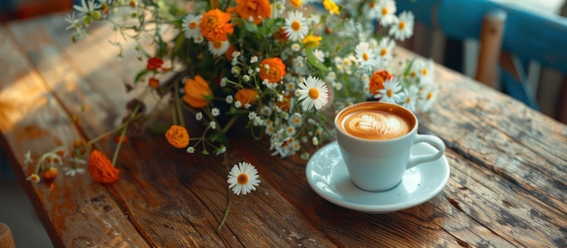 Cup of Coffee on Wooden Table