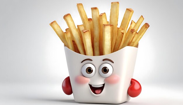 Photo a cup of french fries with a face on it