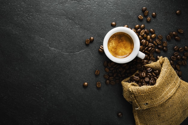 Cup of fresh made coffee served in cup