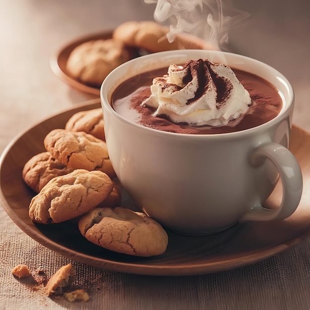 a cup of hot chocolate with a cup of hot chocolate and chocolate