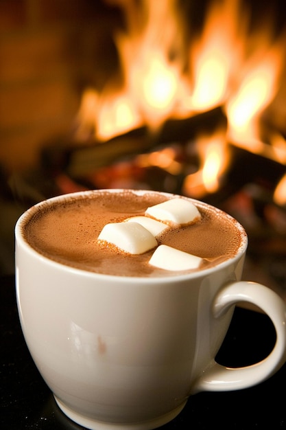 Photo a cup of hot chocolate with marshmallows on the top