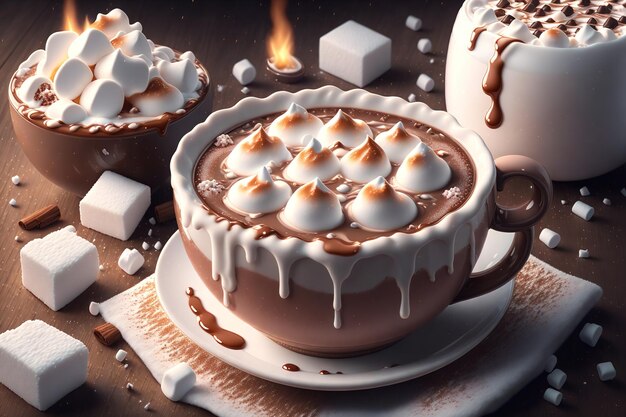 Cup of hot chocolate with marshmallows