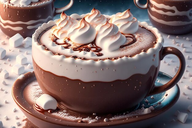 Cup of hot chocolate with marshmallows