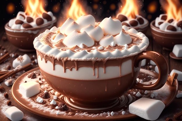 Cup of hot chocolate with marshmallows