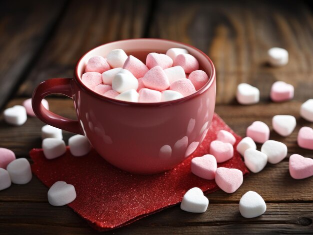 Photo a cup of hot chocolate with marshmallows