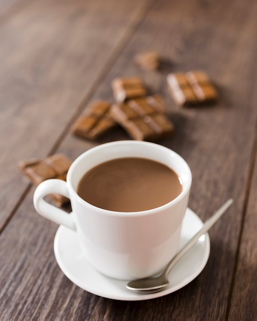 Cup of hot chocolate with spoon