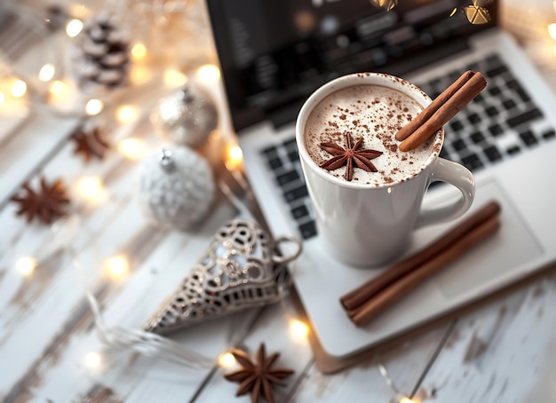 a cup of hot chocolate with a star on it