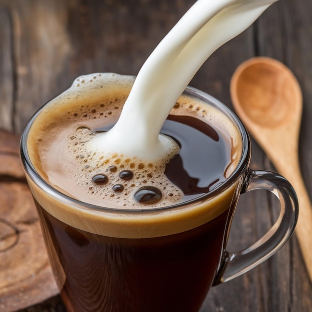 Photo a cup of hot chocolate with a white foam on it