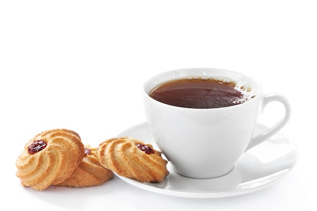 Cup of hot tea and homemade cookies