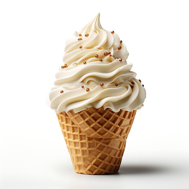 A cup of ice cream on white background