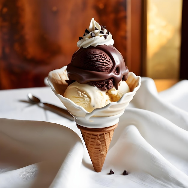 a cup of ice cream with a spoon in it