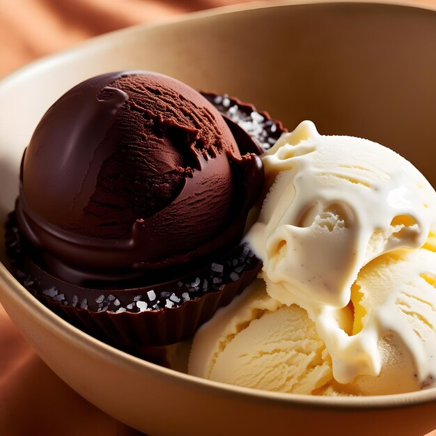 Photo a cup of ice cream with a spoon in it