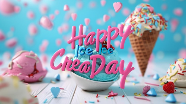 a cup of ice cream with the words happy ice cream