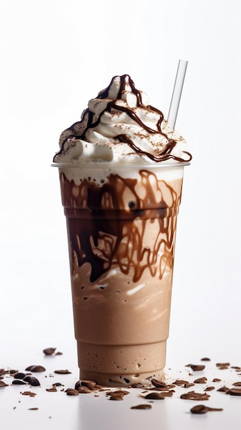 a cup of iced coffee with whipped cream on top.