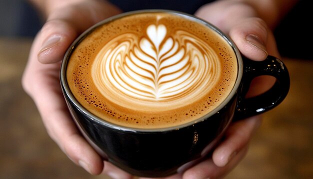 a cup of latte art with a heart on the top