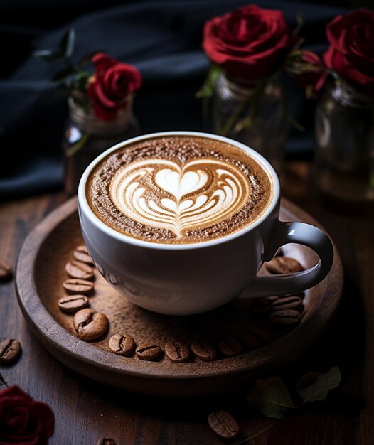 A Cup of Latte with a Heart Drawn on it