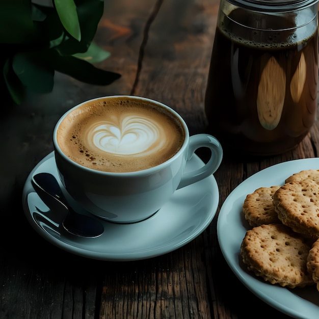 a cup of latte with a heart drawn on it