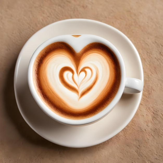 Photo a cup of latte with a heart drawn on it