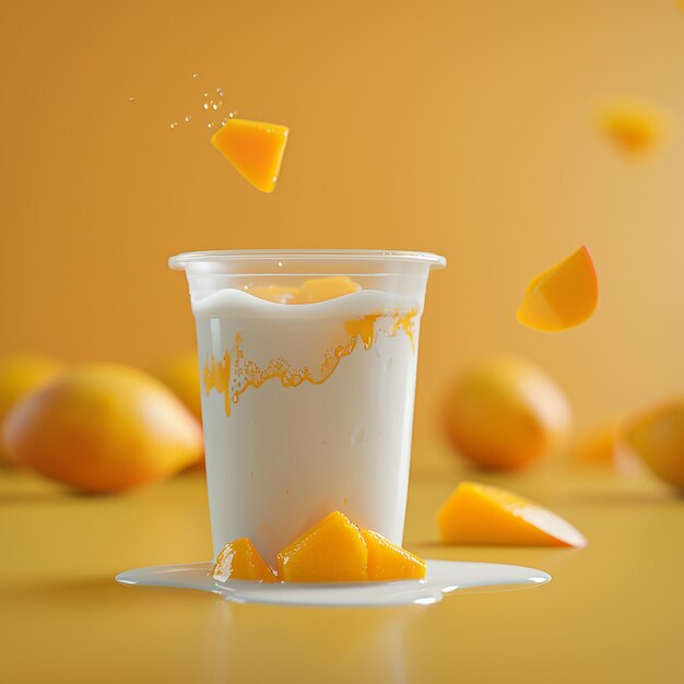 Photo a cup of orange juice is being poured into a glass