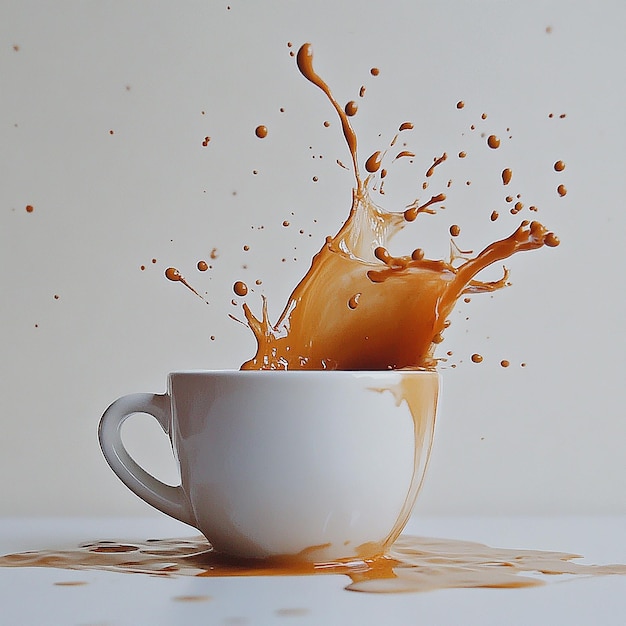 Photo a cup of orange liquid is being poured into a cup