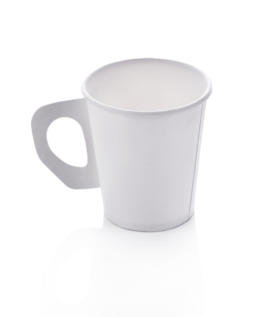 Cup paper coffee on white background