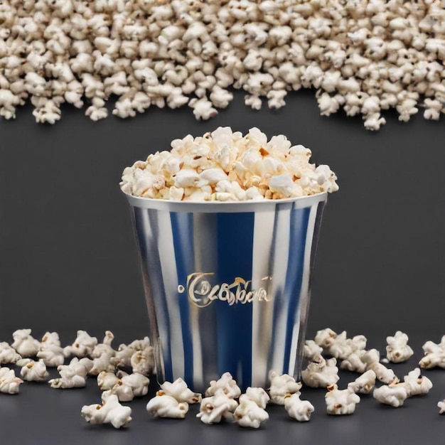 a cup of popcorn that says popcorn on it