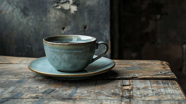 a cup on a saucer that says  coffee  on it