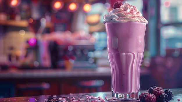 Photo a cup of strawberry milkshake with a pink cup of milkshake