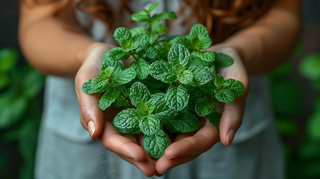 A Cup of Summer Fresh Mint in Hand