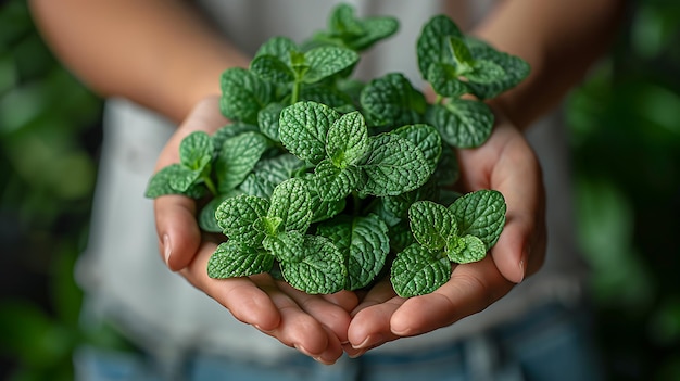 A Cup of Summer Fresh Mint in Hand