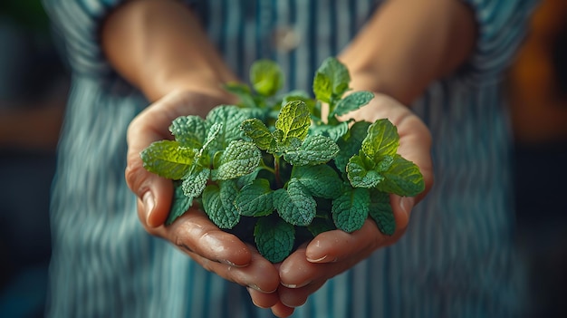 A Cup of Summer Fresh Mint in Hand