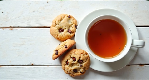 Photo a cup of tea next to a cup of tea and a cup of tea