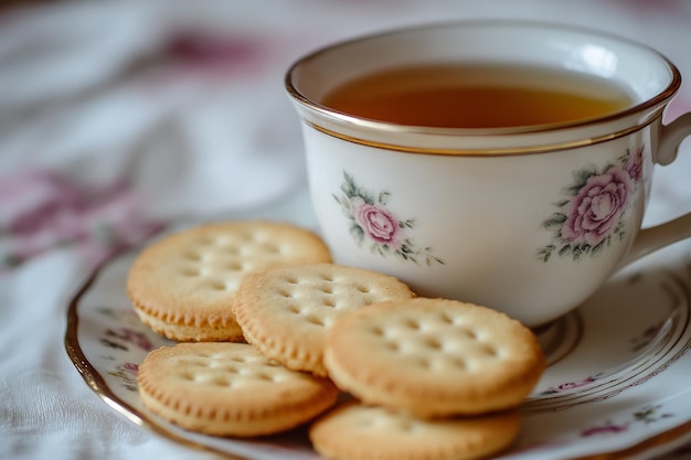 Photo a cup of tea next to a cup of tea