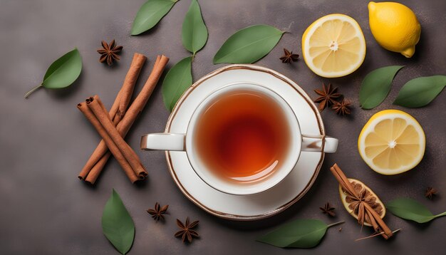 a cup of tea with cinnamon sticks and cinnamon sticks