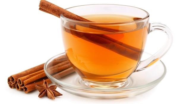 Photo a cup of tea with cinnamon sticks