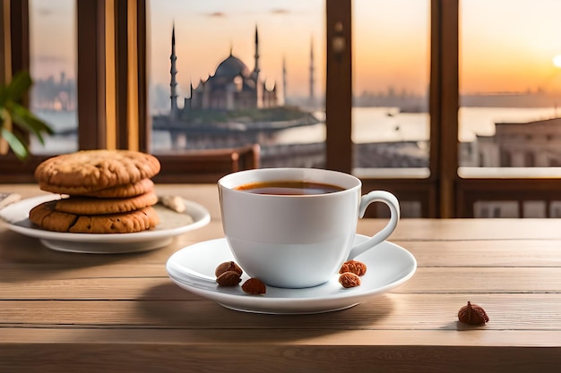 A Cup of tea with cookies