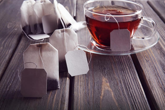 Cup of tea with tea bags