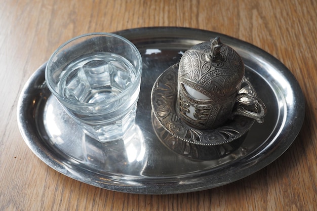 A cup of turkish coffee on table