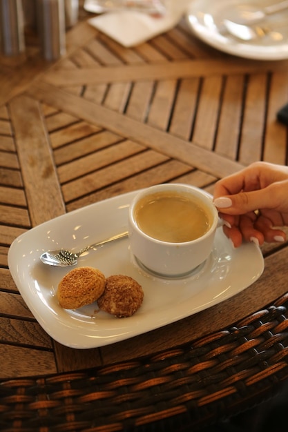 cup of Turkish coffee on table