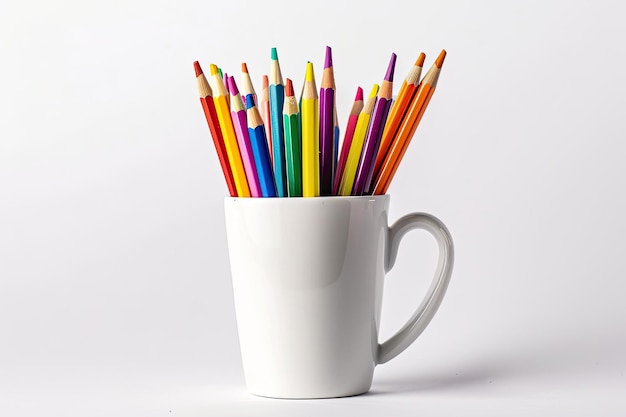 Photo cup with colored pencils white