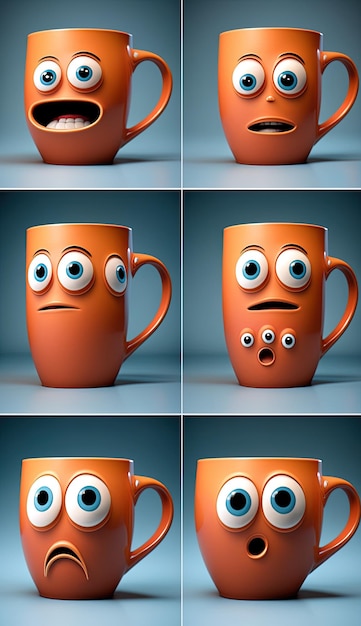 a cup with a face on it that has a face on it