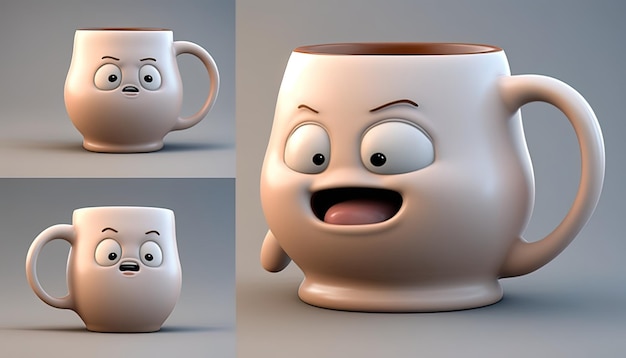 a cup with a face that has a face on it