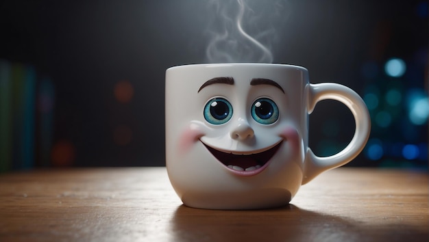 Photo a cup with a face