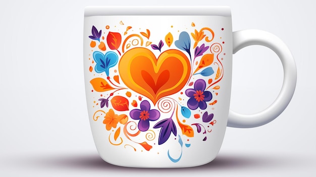 cup with floral pattern on a white background