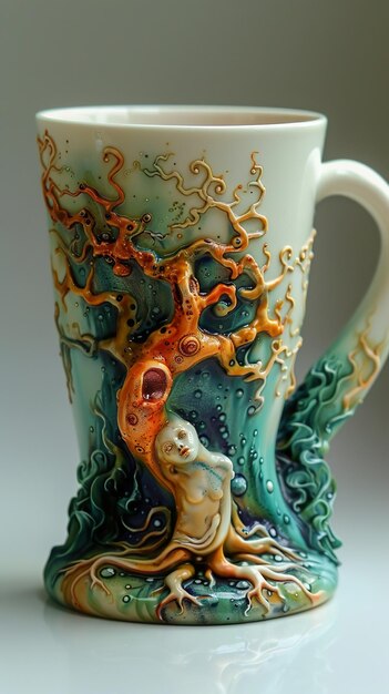 a cup with a mermaid and a mermaid on it