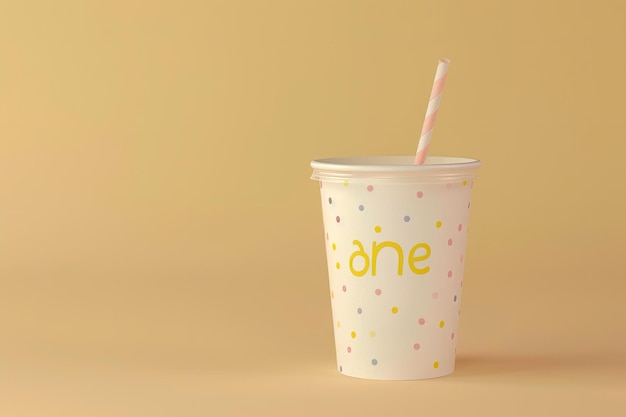 Photo a cup with a straw in it that says drink on it