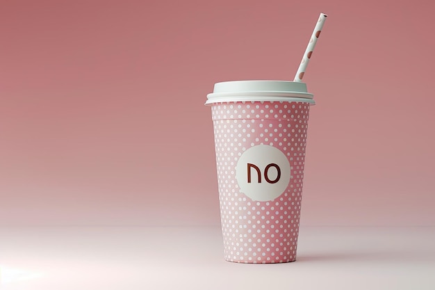 Photo a cup with a straw in it that says no on it