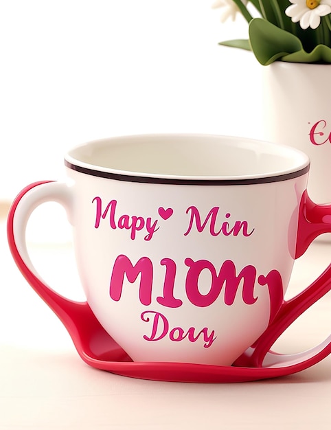 Cup with text best mom ever for mothers day on table