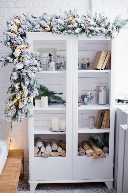 Cupboard with christmas decorations