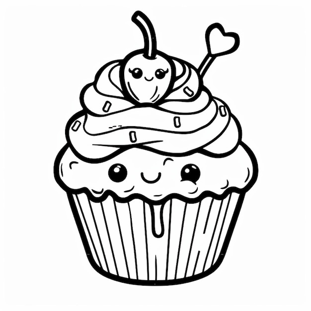 Photo cupcake coloring page